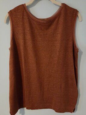 Cinnamon Fine Gauge Knit Linen Shell